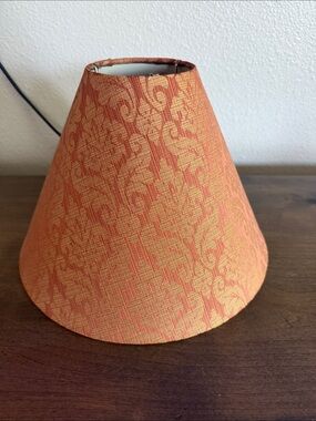 Orange Damask Fabric Lantern Shade - Unbranded